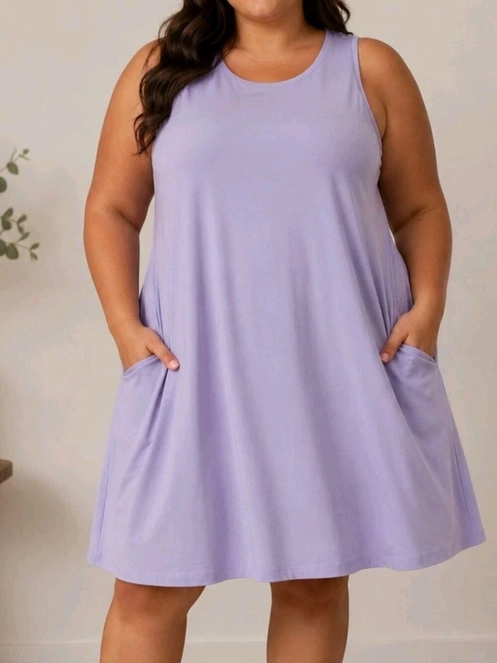 Women Cooling Stretch Lavender Sleeveless Dress XXL Relax Casual Loose Fit Trend